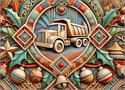 Dump Truck Christmas Card Fancy
