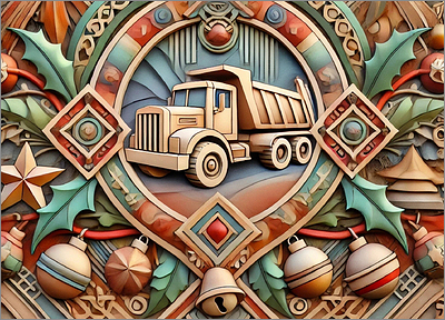 Dump Truck Christmas Card Fancy