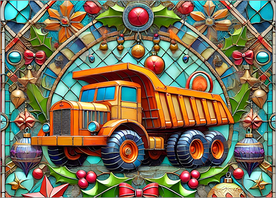 Dump Truck Christmas Card Valorous (Glossy White) 