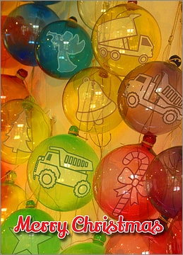 Dump Truck Glass Ornaments