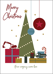Dump Truck Green Tree Christmas Card