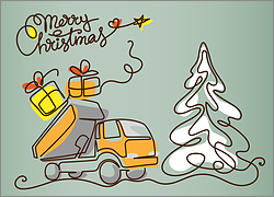 Dump Truck Snow Tree Card