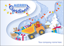 Dump Truck Snowflakes Card