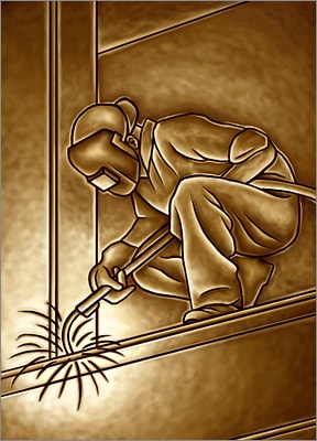 Golden Welder Christmas Card (Glossy White) 