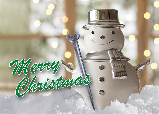 Ironworker Snowman Holiday Card (Glossy White) 