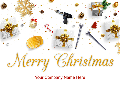 Ironworker Tools Holiday Card (Glossy White) 