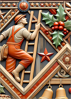 Laborer Christmas Card Joyous (Glossy White) 