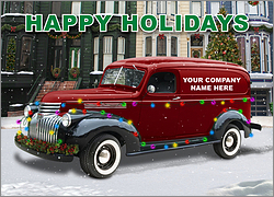 Red Christmas Van Card