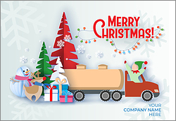 Tanker Truck Merry Elf Card