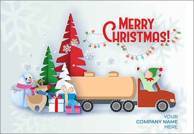Tanker Truck Merry Elf Card