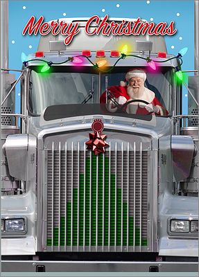 Truck Driver Christmas Card (Glossy White)