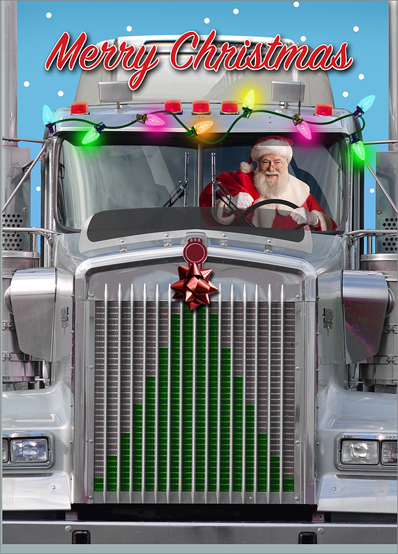 Trucker Themed Christmas Cards Personalized For Your Business