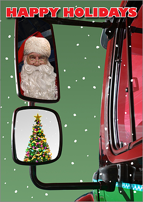 Truck Mirror Christmas Card (Glossy White)