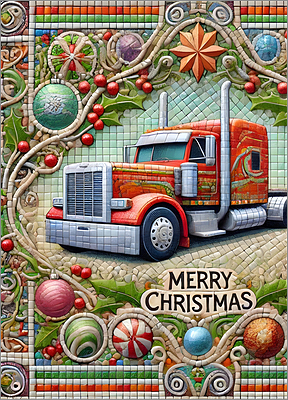 Trucking Christmas Card Bold (Glossy White)