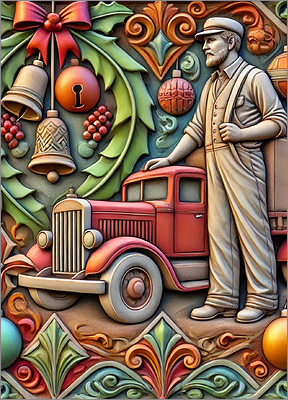 Trucking Christmas Card Bright (Glossy White)