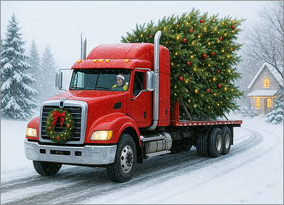 Trucking Christmas Card Tree