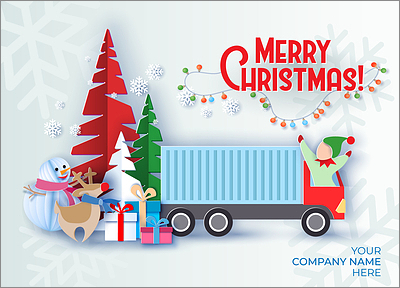 Trucking Merry Elf Card