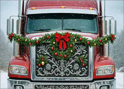 Trucking Christmas Card Front