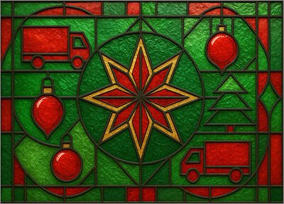 Trucking Christmas Card Glass